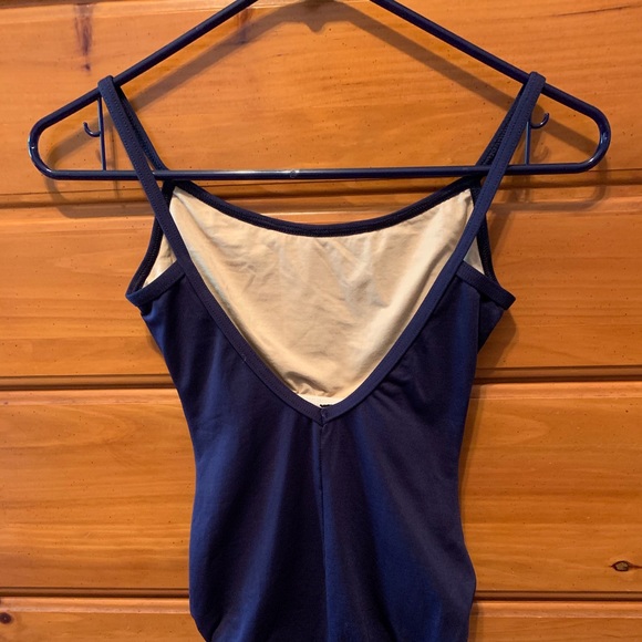 Navy Blue Spaghetti Strap Ballet Leotard - Picture 2 of 4